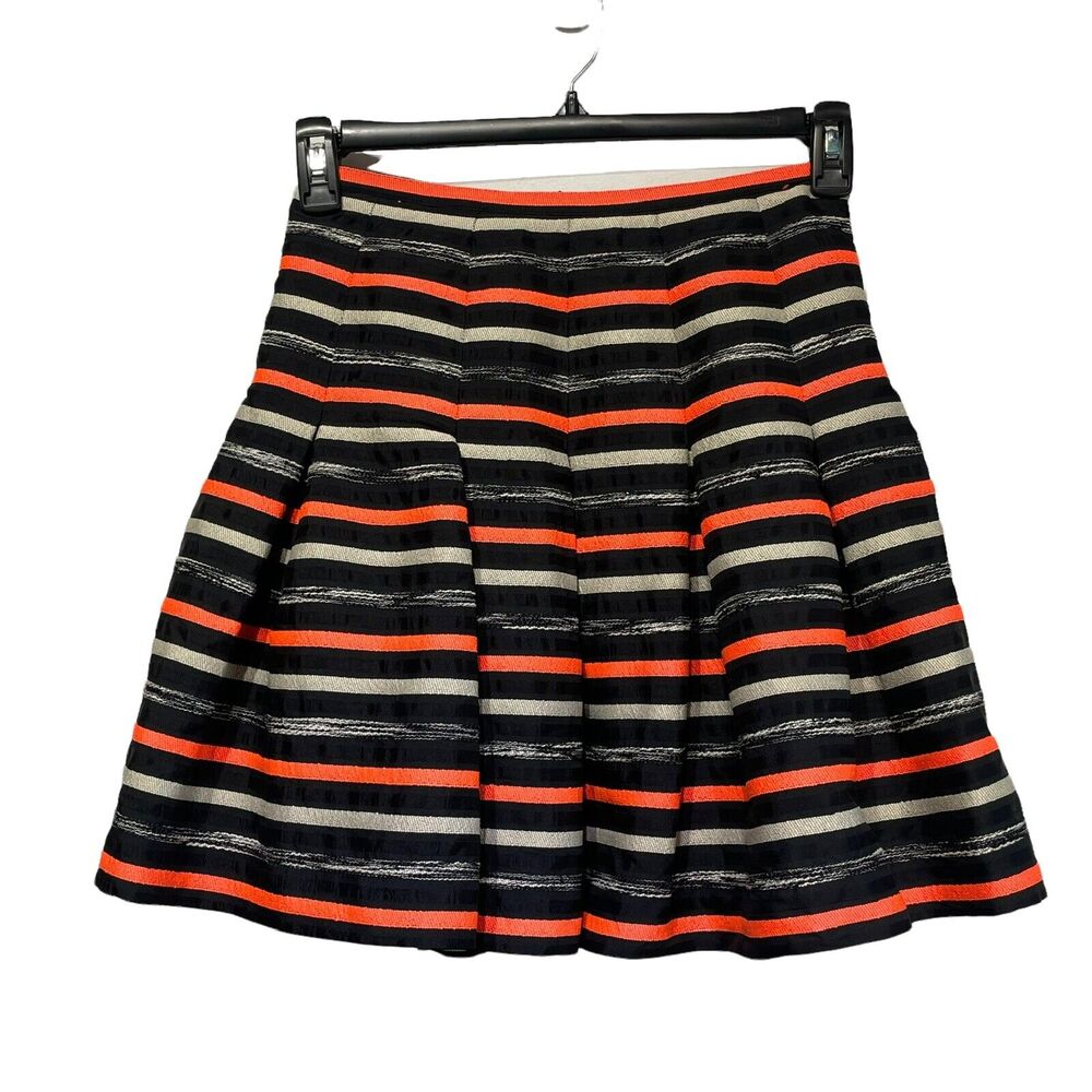Anthropologie HD in Paris Striped Pleated Flare Skater Skirt Size 0